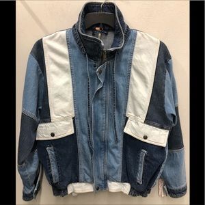 panel denim bomber jacket